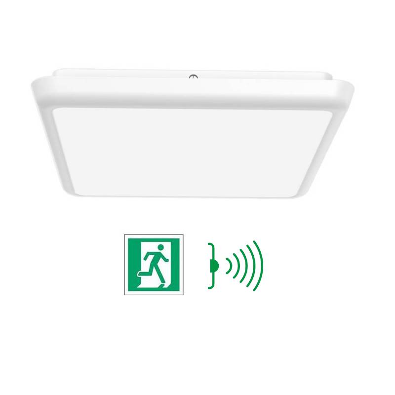 Square LED ceiling light 300x300 mm - INTEGRATED EMERGENCY and SENSOR - 18 W