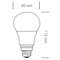 Dimensioni Lampadina LED attacco E27 8W 112x60 mm