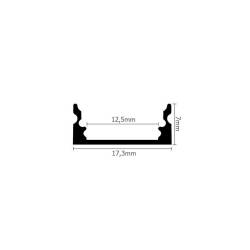 Dimensioni Profilo Led NP185 17,3x7 mm - interno 12,5 mm